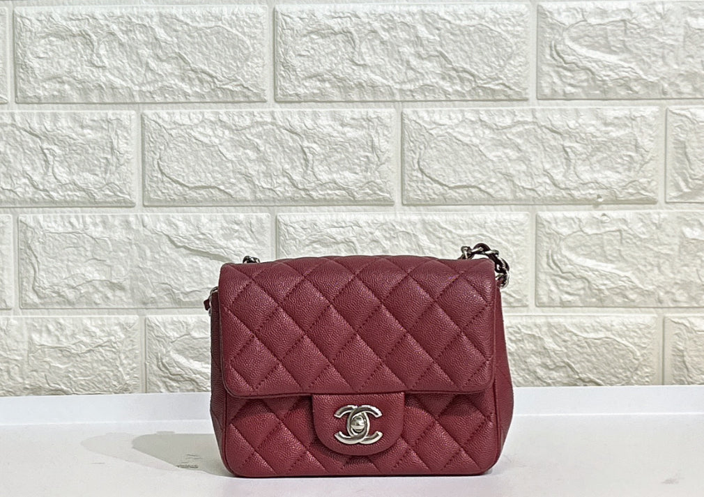 Chanel Classic Square Mini Flap in Red Caviar and SHW