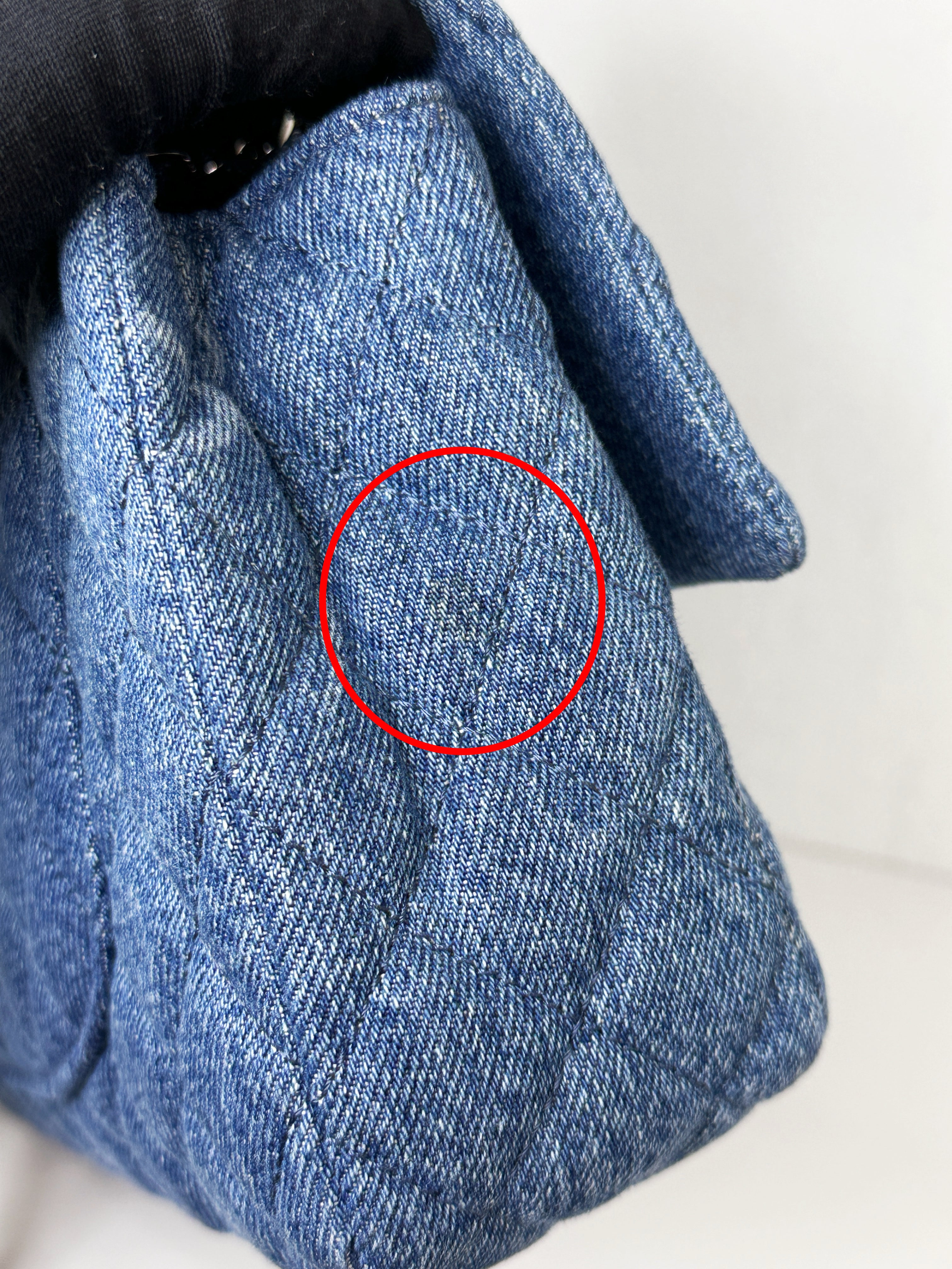 Chanel 20B Medium Blue Denim Quilted CC Single Flap SHW 3045 holo card