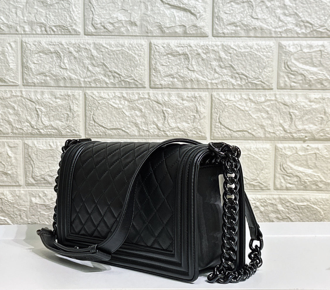 Chanel Medium Boy Bag SO Black Calfskin Black Hardware