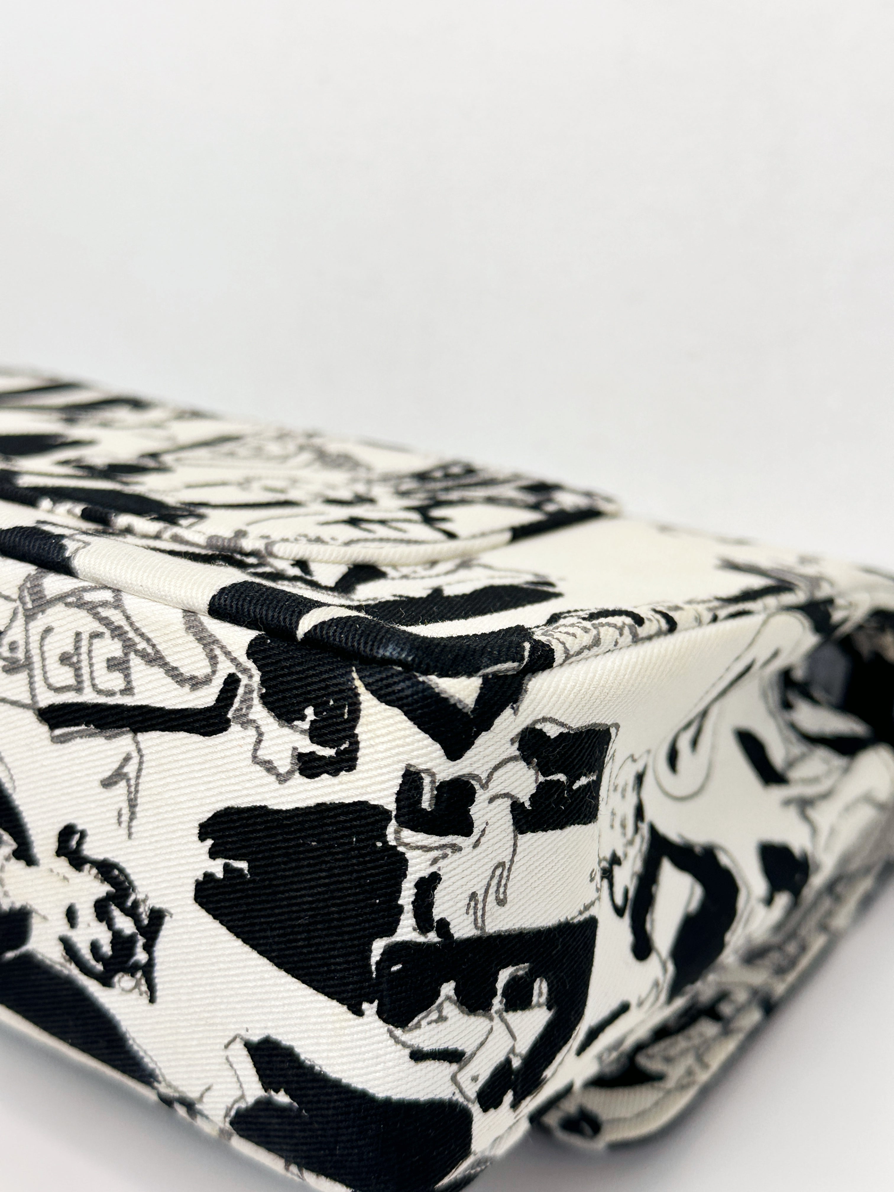 Chanel Canvas Coco Icons Medium Double Flap Bag Black White 827 holo card