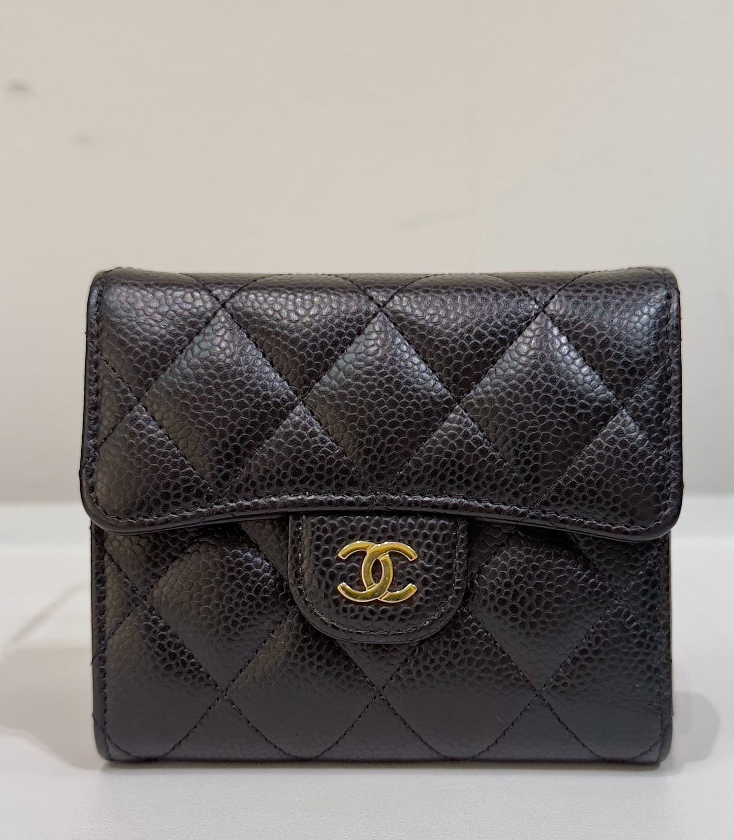 Chanel Flap Wallet Black Caviar GHW GPT tag