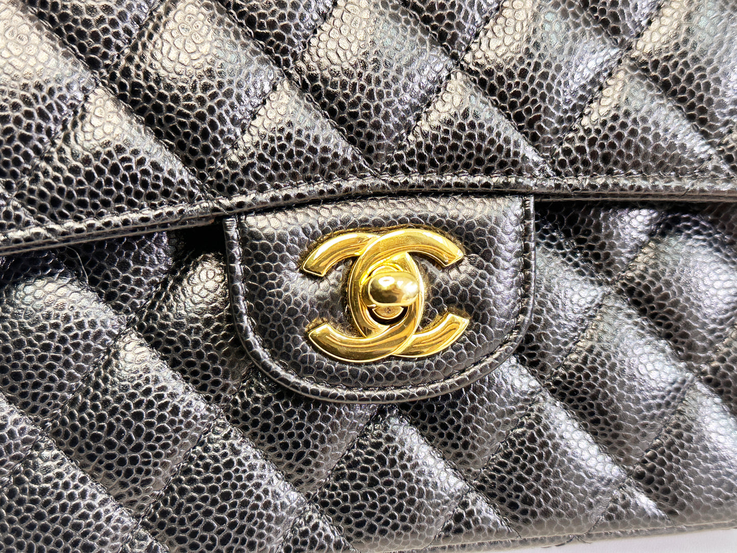 Chanel Small Classic Quilted Caviar Double Flap Bag Black TLLT Microchip