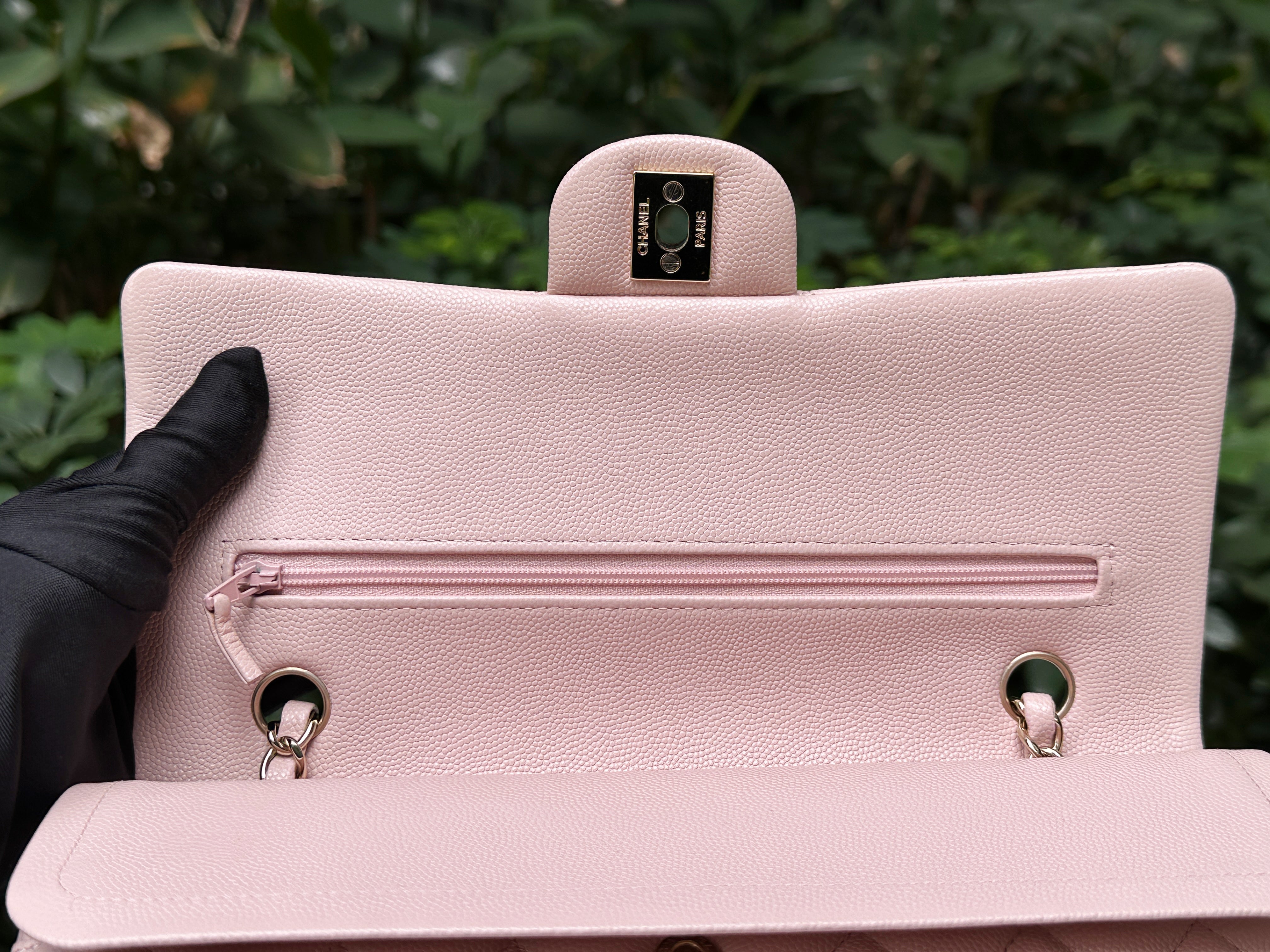 Chanel Medium Caviar Quilted Double Flap Light Pink 21ＣOutside