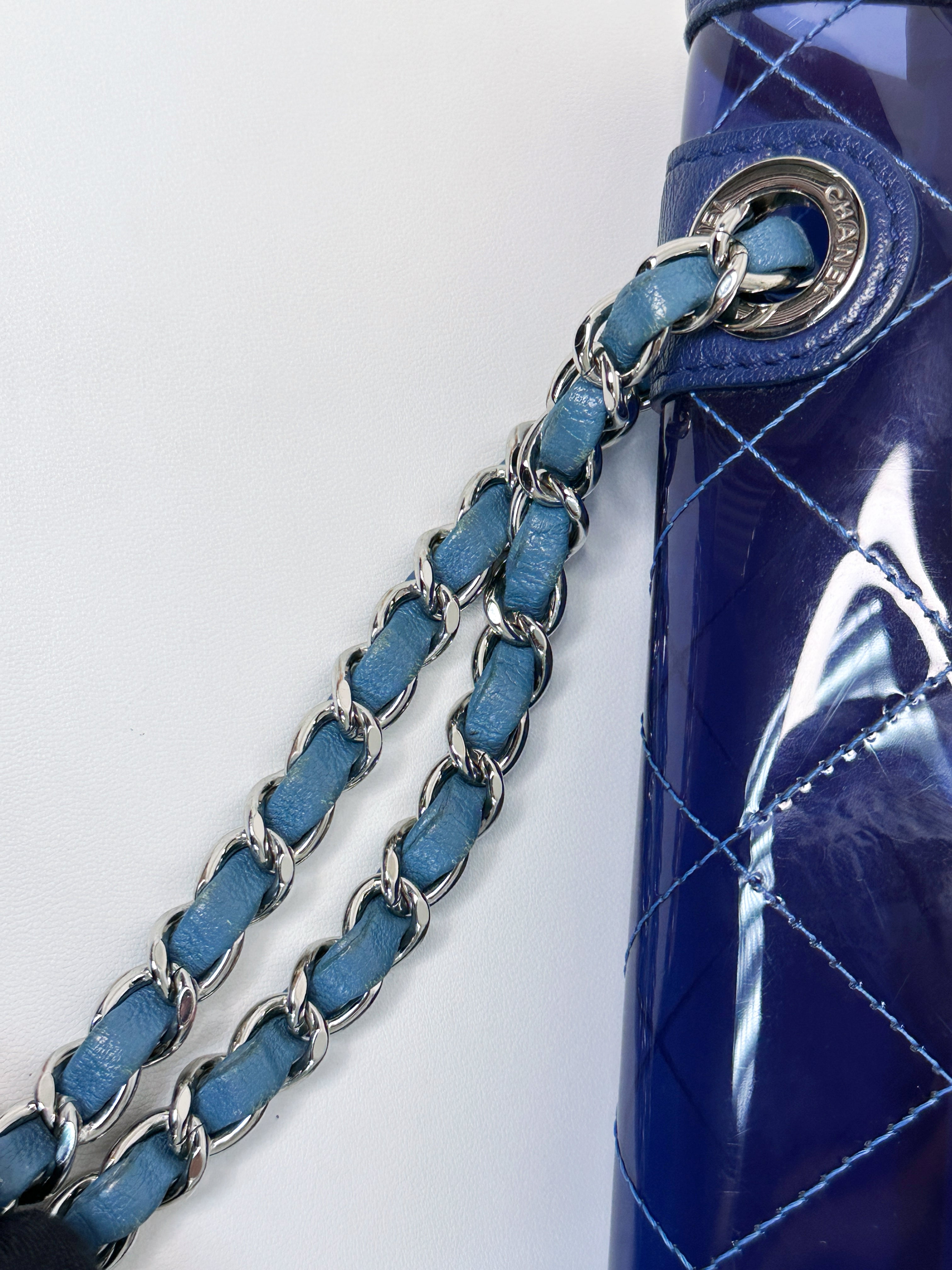 Chanel Blue Coco Splash PVC Medium Flap Bag 2583 holo