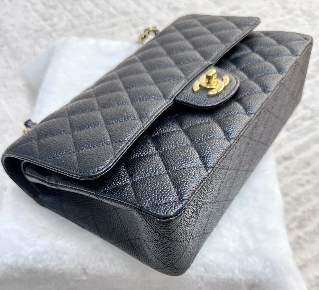 Chanel Medium Classic Flip Caviar Bag Black GHW