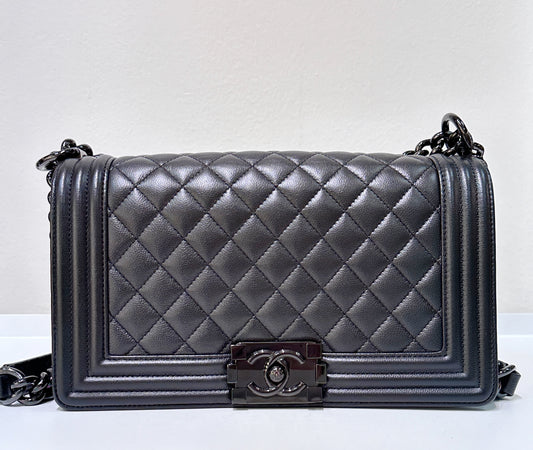 CHANEL Medium LeBoy So Black Caviar Leather Bag