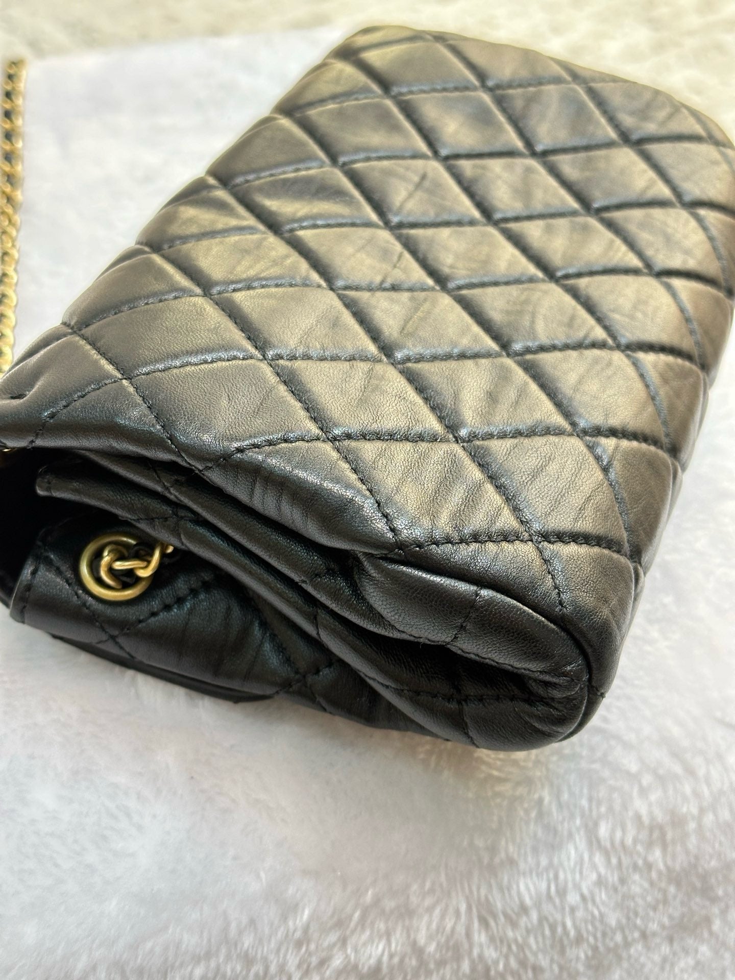 Chanel Small Black Quilted Lambskin Chain Flap GHW