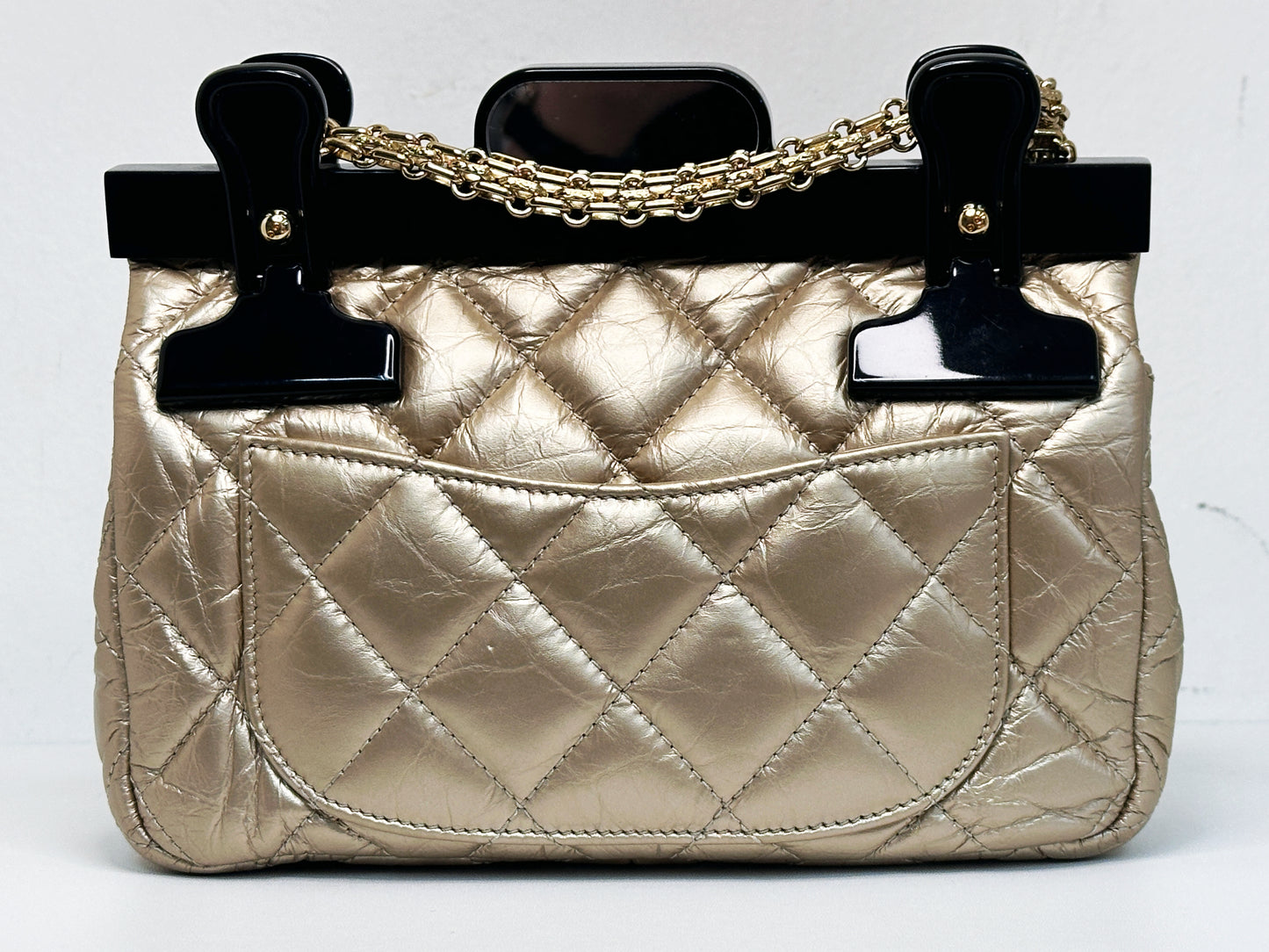 Chanel Aged Calfskin Quilted 2.55 Reissue Mini Hanger Flap Gold 2355 holo card