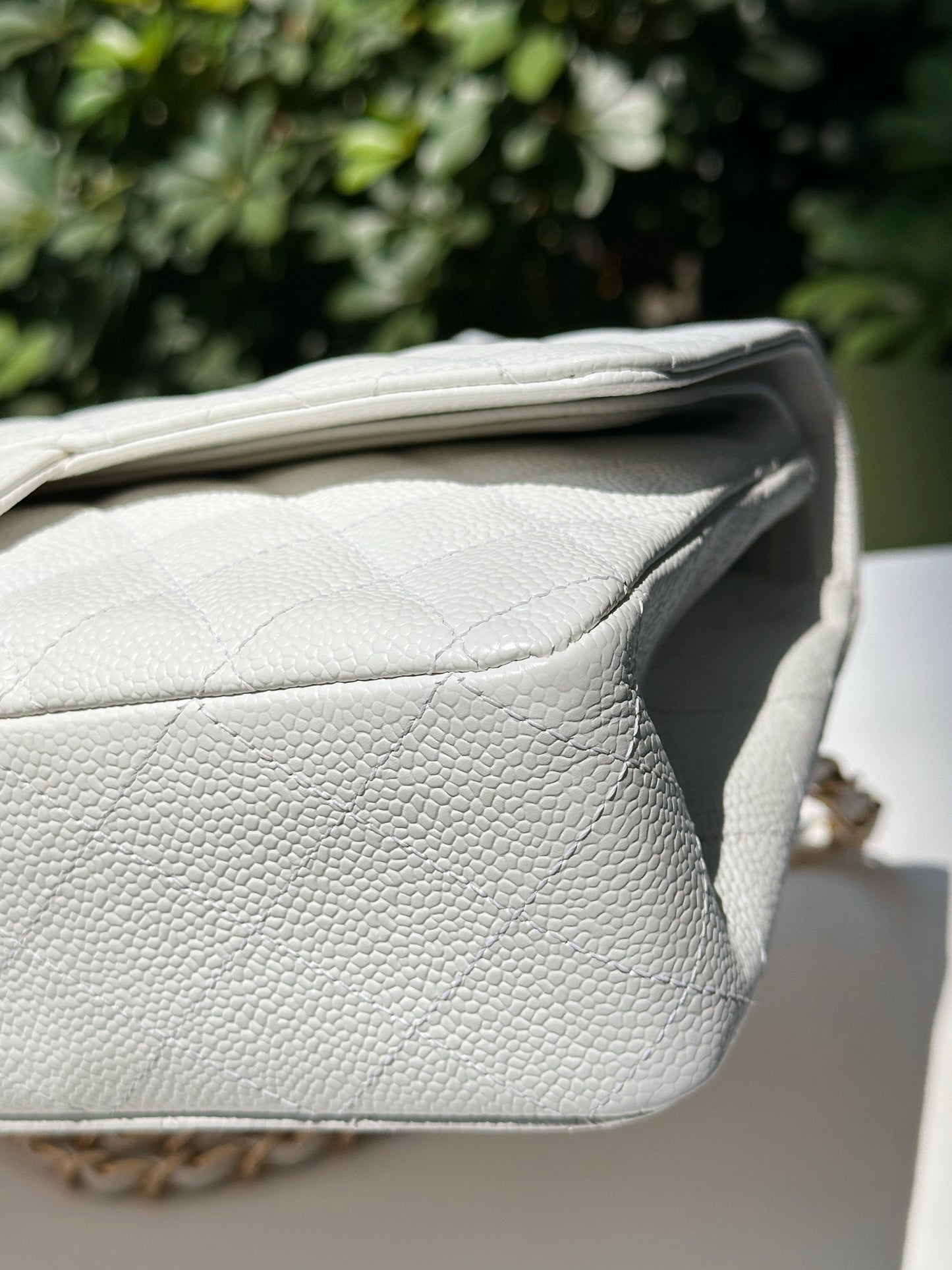 Chanel White Caviar Medium Classic Double Flap Bag 1350 holo