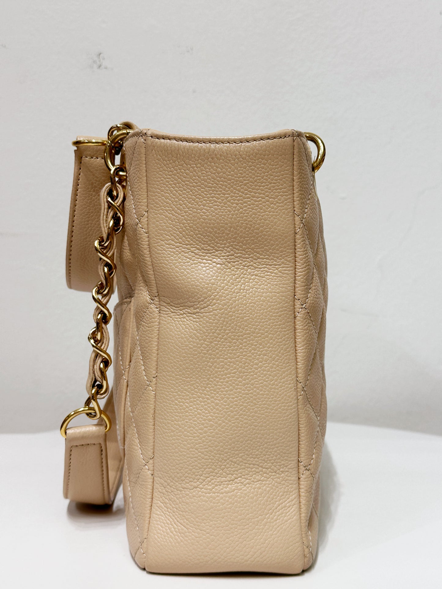 Chanel Caviar Quilted Petit Shopping Tote PST Beige GHW 1551 holo