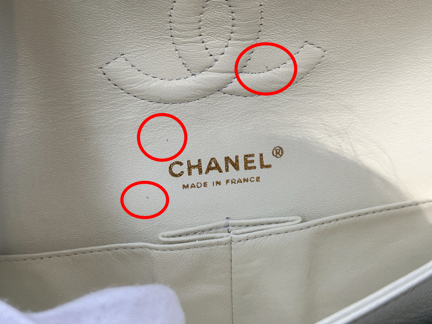 Chanel White Caviar Medium Classic Double Flap Bag 1350 holo