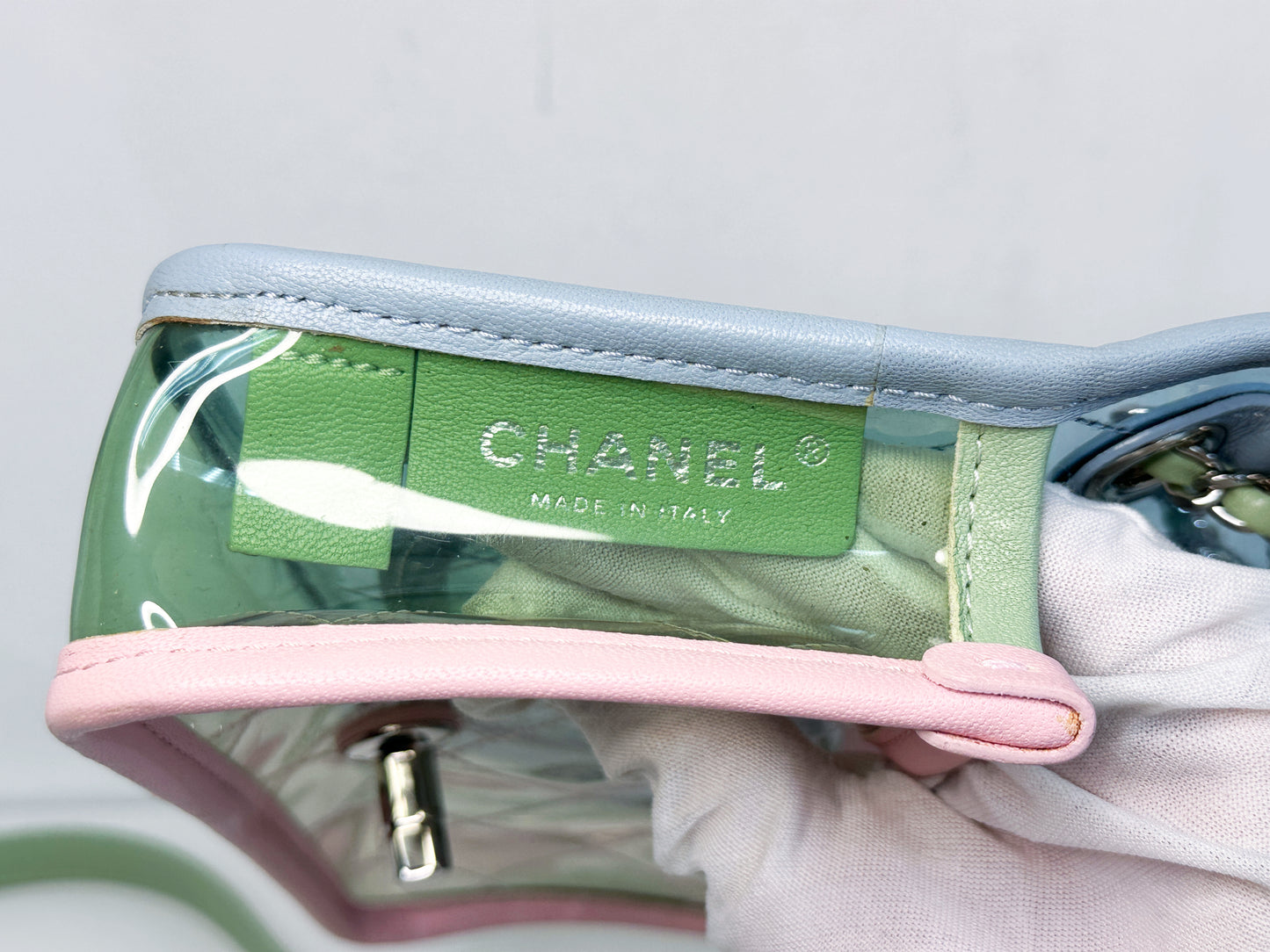 Chanel Coco Splash PVC Mini Flap Bag Blue/Green/Pink 2569 holo