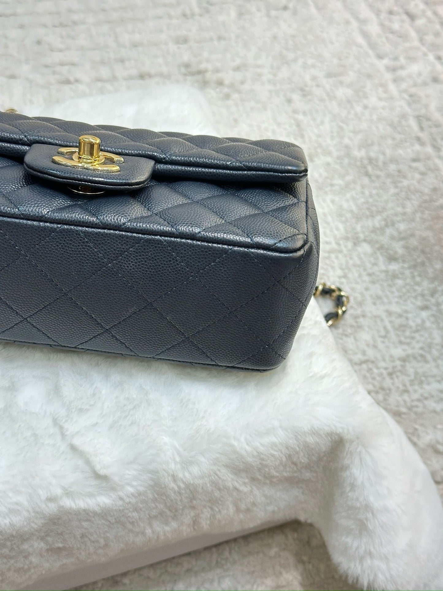 Chanel Mini Rectangular Caviar Navy Blue GHW