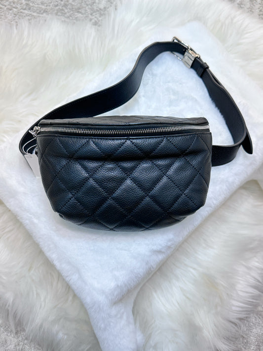 CHANEL Grained Calfskin Quilted Waist Belt Bag Black