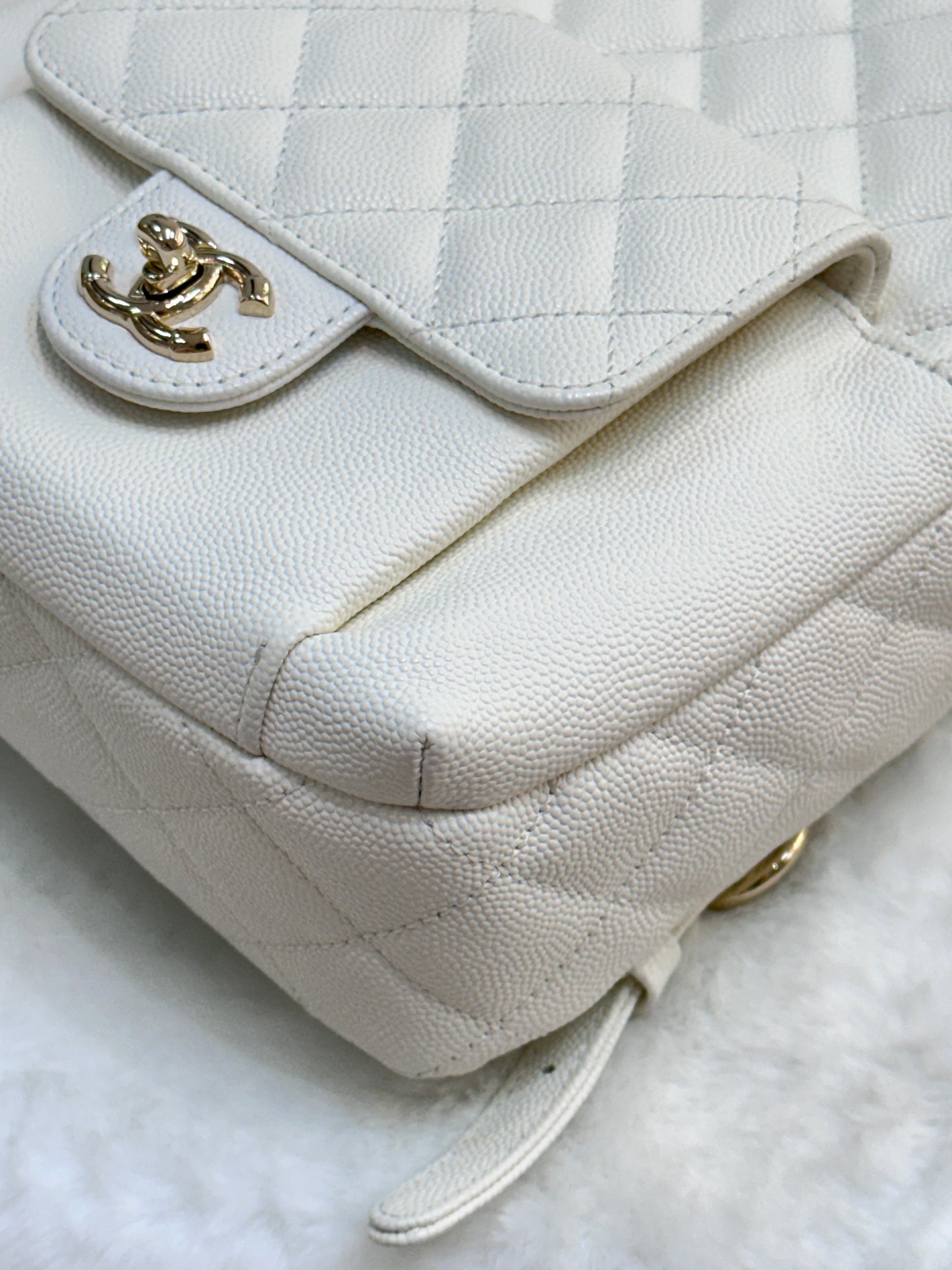 Chanel White CC Day Mini Quilted Backpack