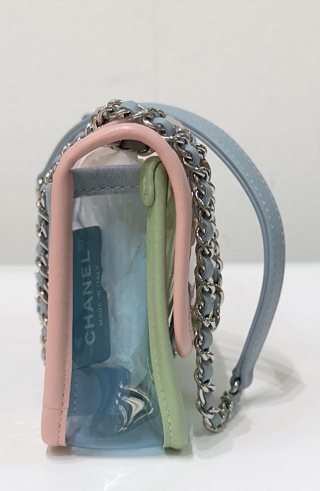 Chanel Mini Coco Splash PVC Flap Bag Pink/Green/Blue Silver Hardware