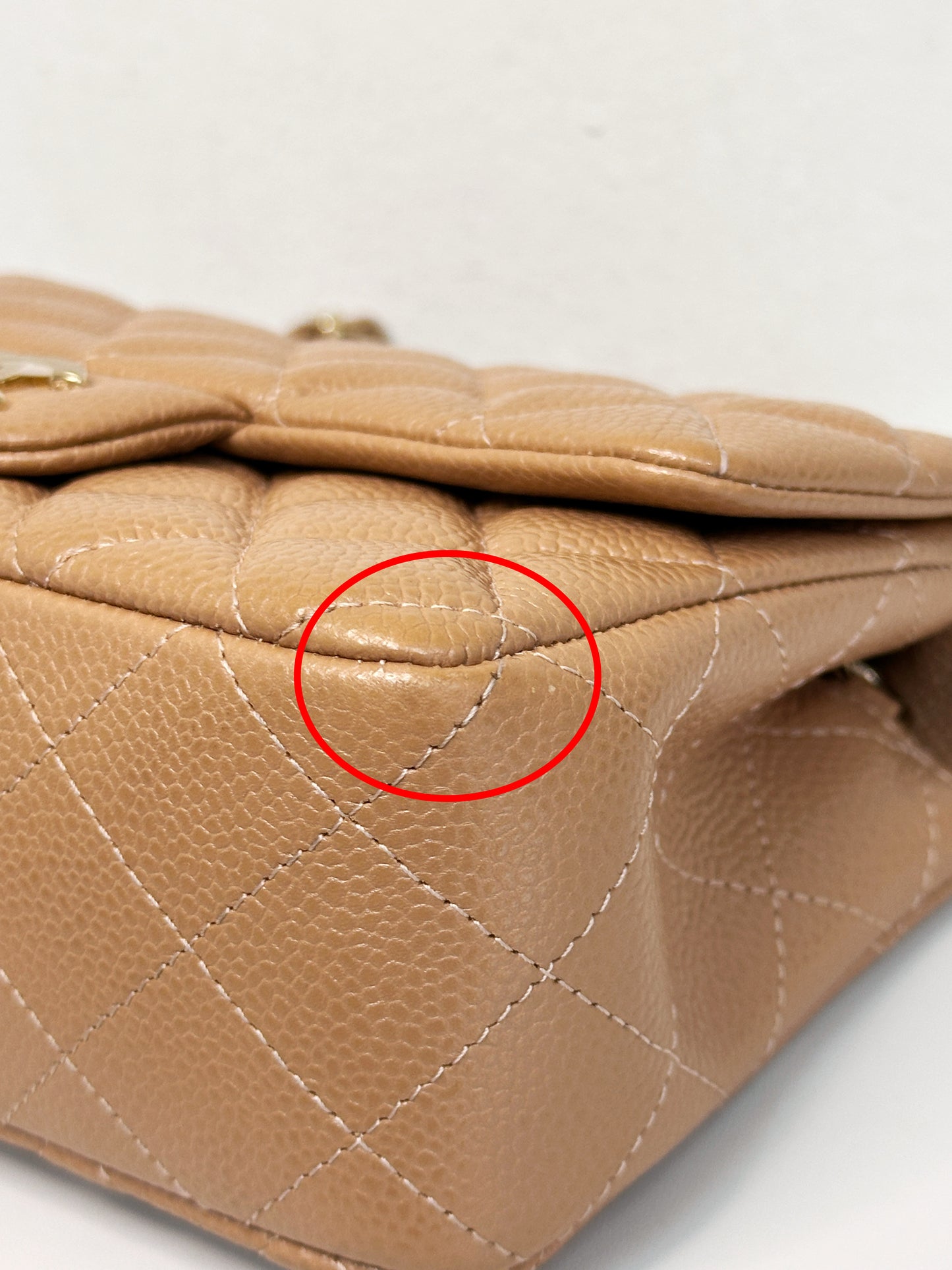 Chanel Classic Mini Rectangular Caviar Dark Beige Bag GHW 259 holo card (corner slightly touch)