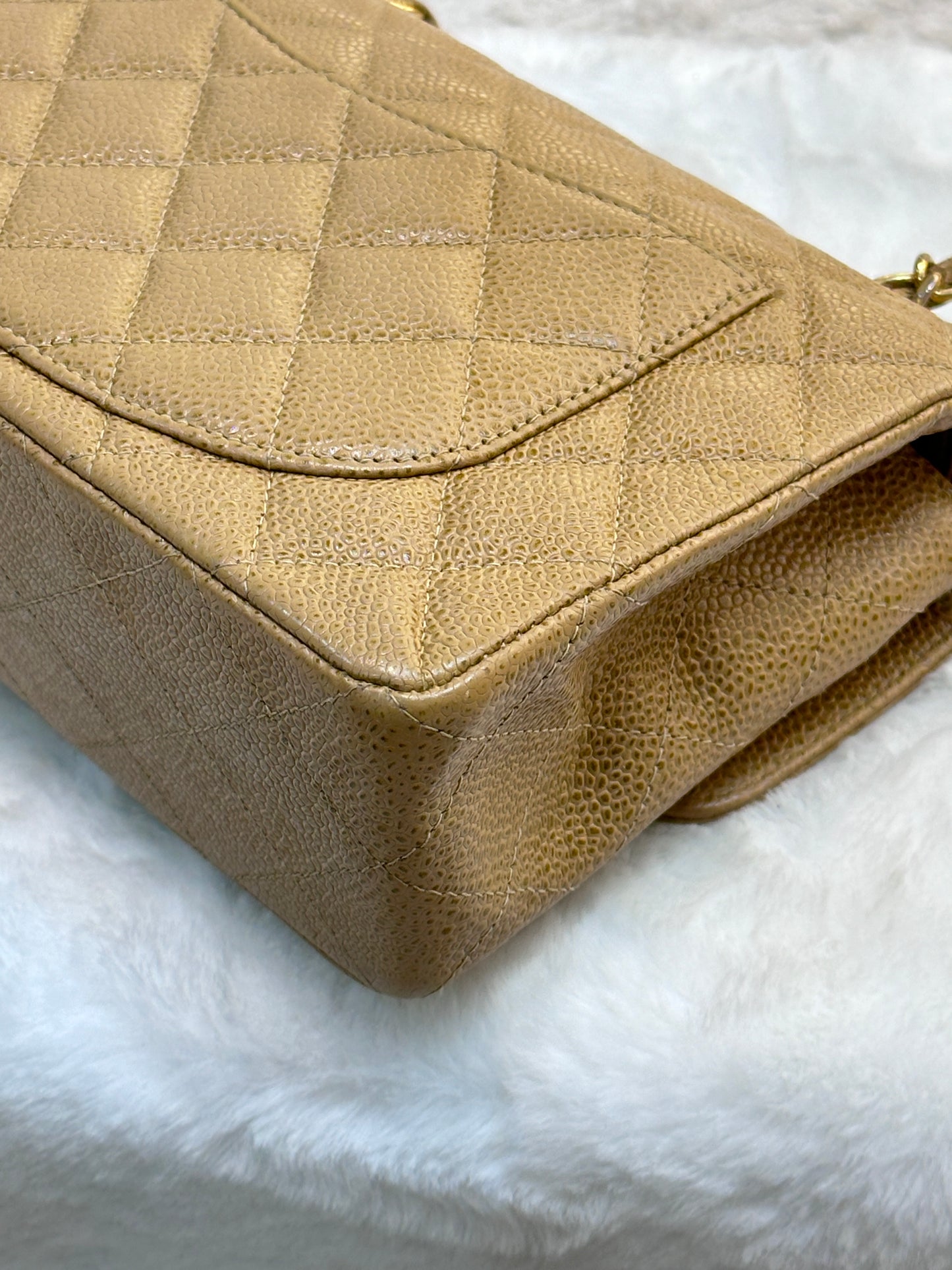 Chanel Small Caviar Quilted Double Flap Bag Beige