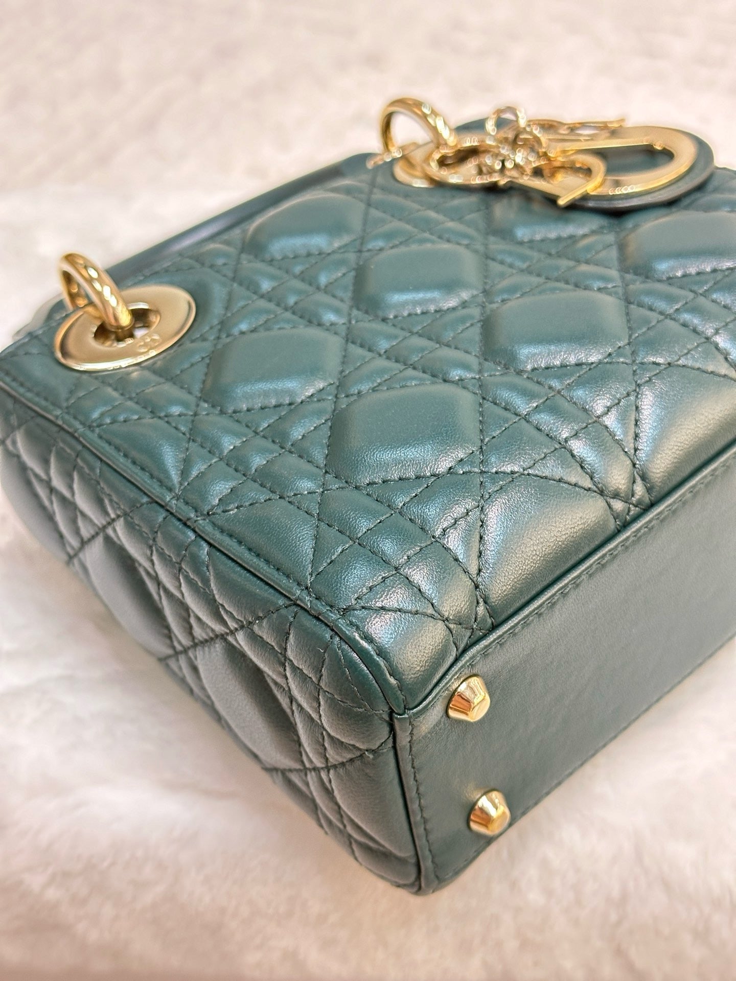 Christian Dior Mini Lambskin Cannage Lady Dior Green