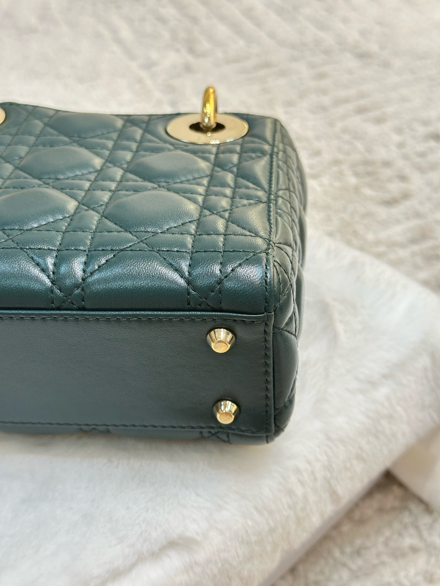 Christian Dior Mini Lambskin Cannage Lady Dior Green