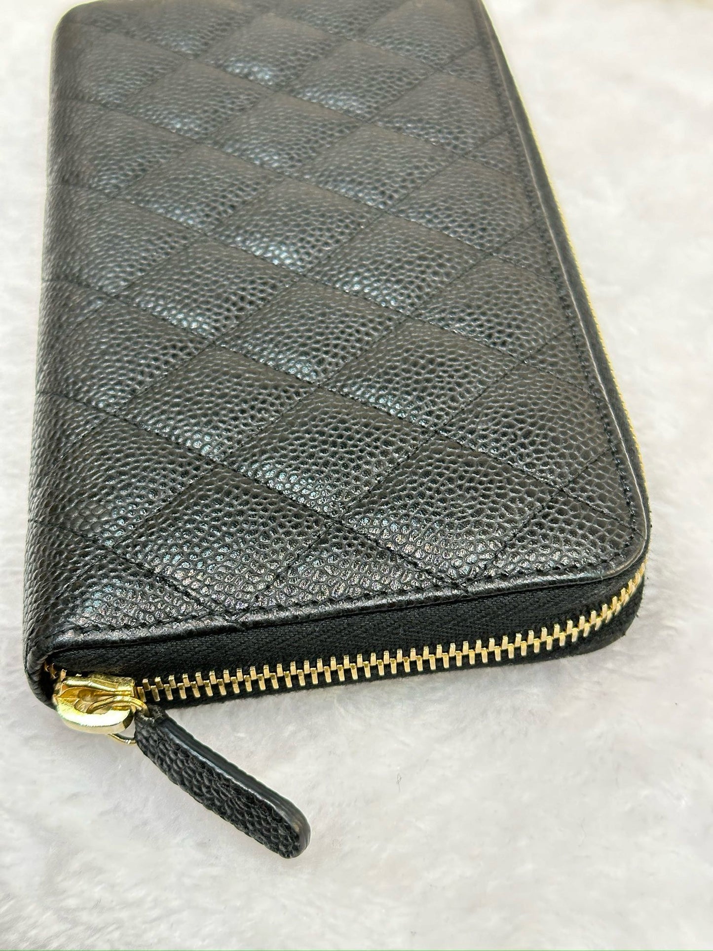 Chanel Caviar Long Zip Wallet Black GHW