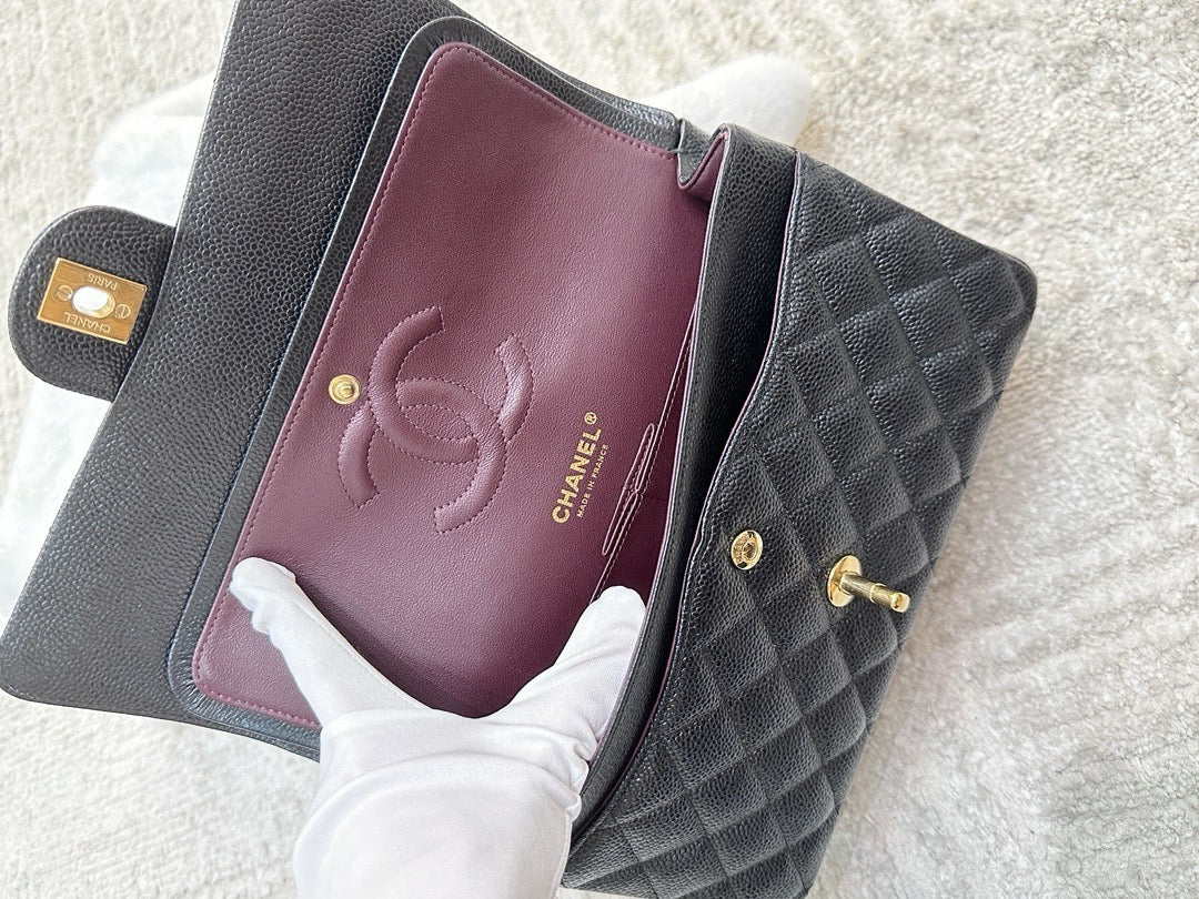 Chanel Medium Classic Flip Caviar Bag Black GHW