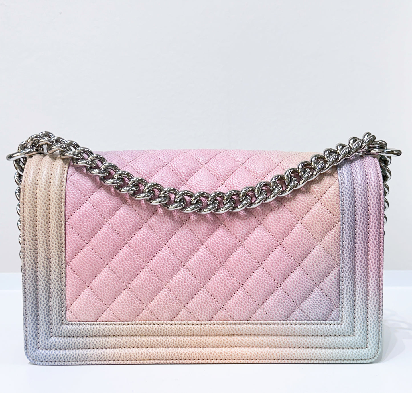 Chanel Rainbow Quilted Caviar Boy Bag Medium