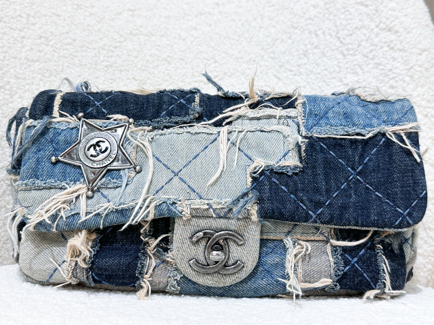 Chanel Blue Denim Paris Dallas Flap Bag Aged Silver Hardware, 2014