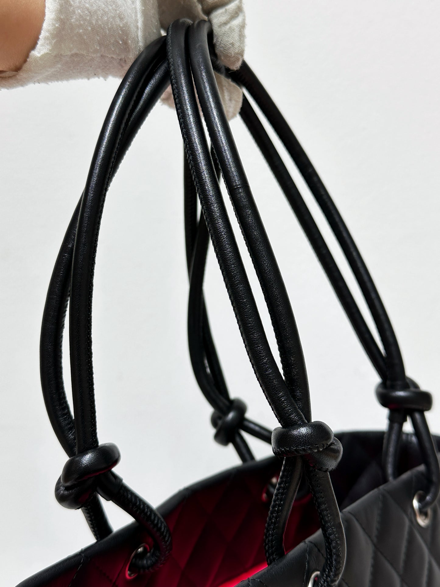 Chanel Calfskin Cambon Line Medium Tote Bag Black 1531 holo