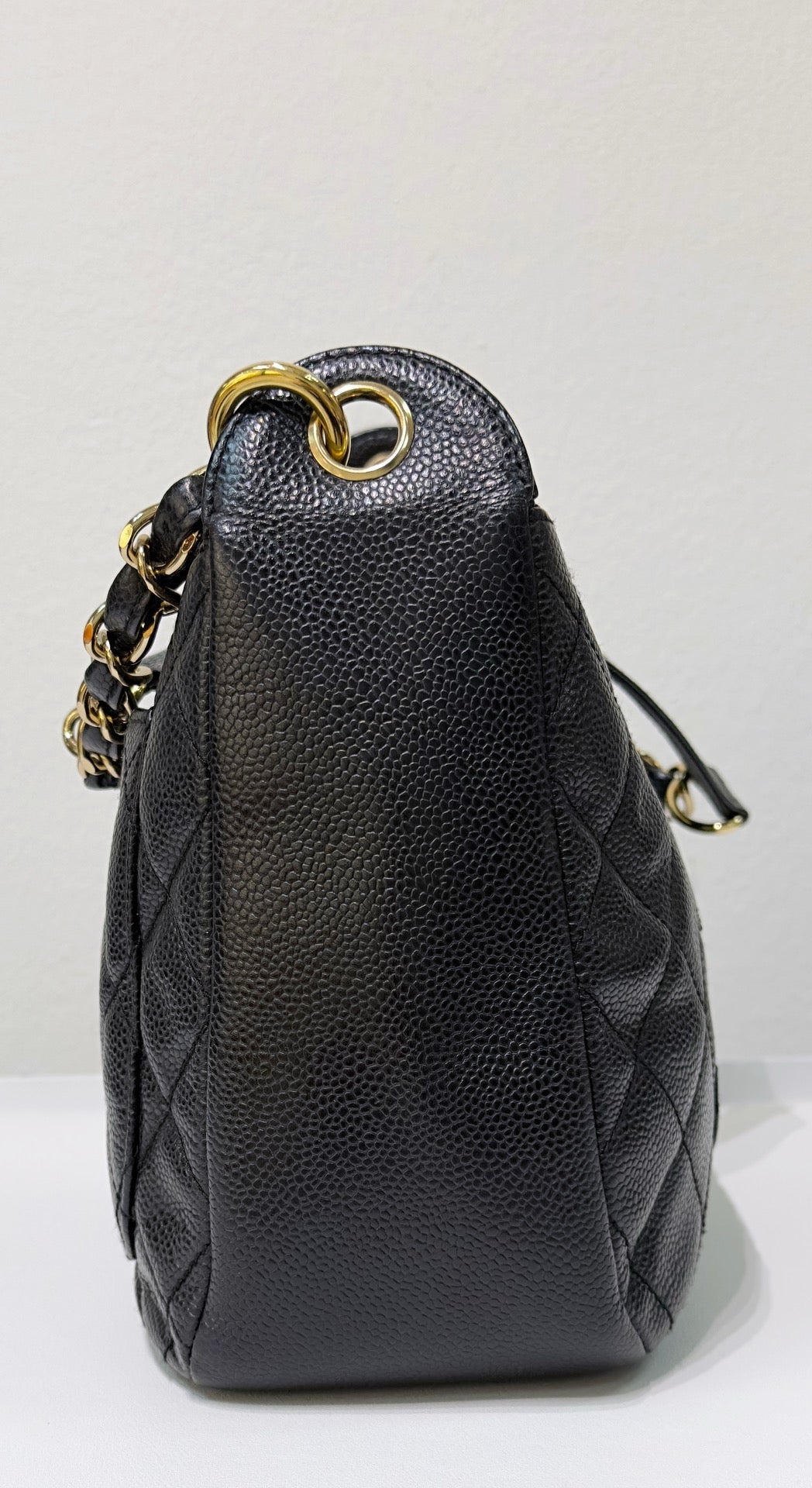 Chanel Medium Caviar Quilted Pochette Shoulder Bag Black GHW