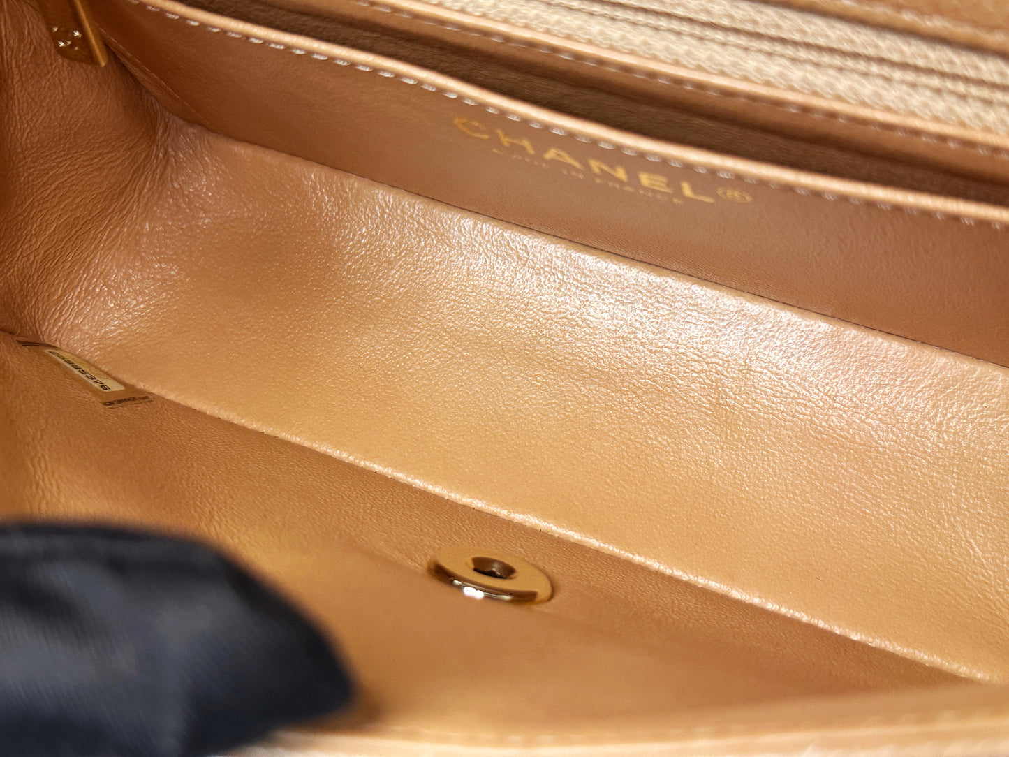 Chanel Classic Mini Rectangular Caviar Dark Beige Bag GHW 259 holo card (corner slightly touch)