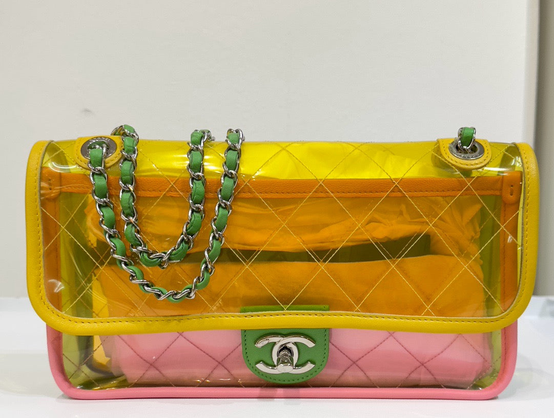 Chanel Medium Coco Splash PVC Flap Bag Yellow/Green/Pink SHW