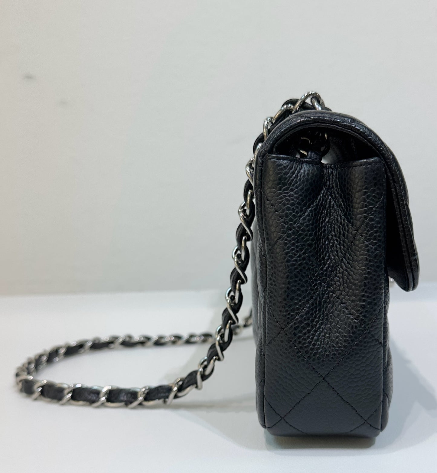 Chanel Caviar East West Flap Bag Black SHW 1186 holo card