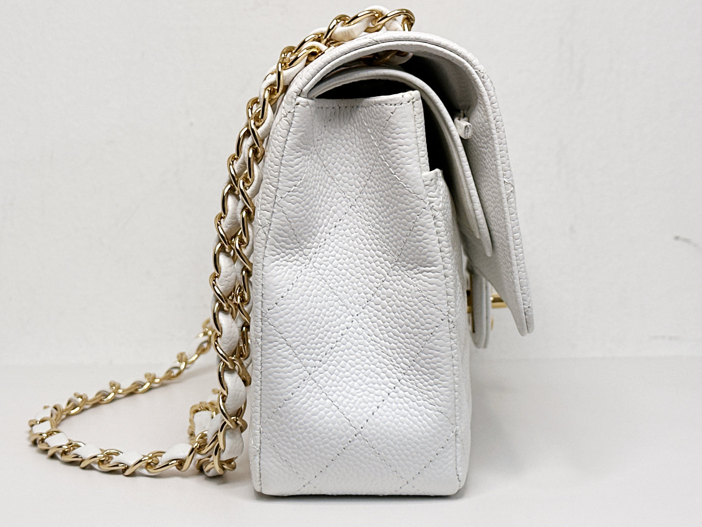 Chanel White Caviar Medium Classic Double Flap Bag 1350 holo card