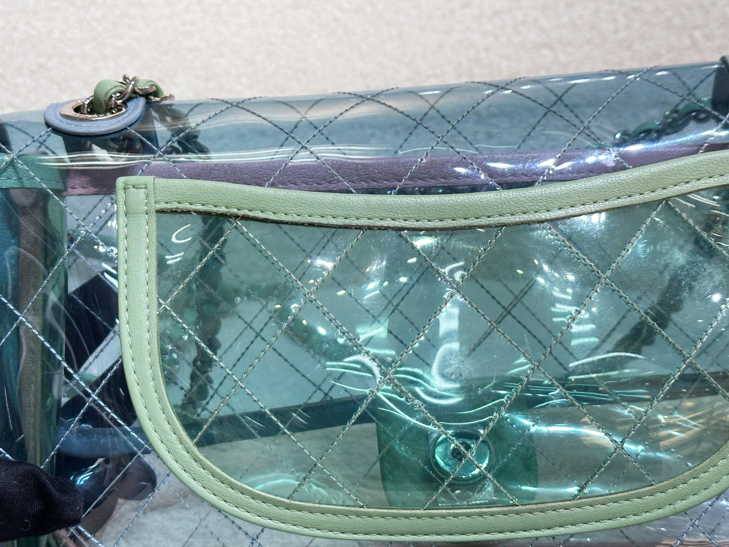 Chanel Coco Splash PVC Medium Flap Bag Blue/Green/Pink 2562 holo
