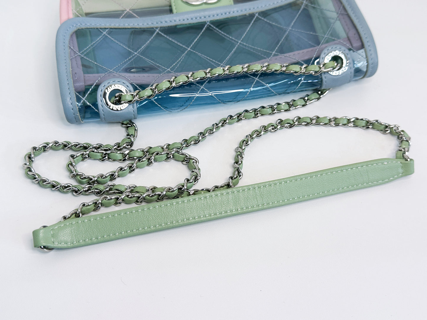 Chanel Coco Splash PVC Mini Flap Bag Blue/Green/Pink 2569 holo