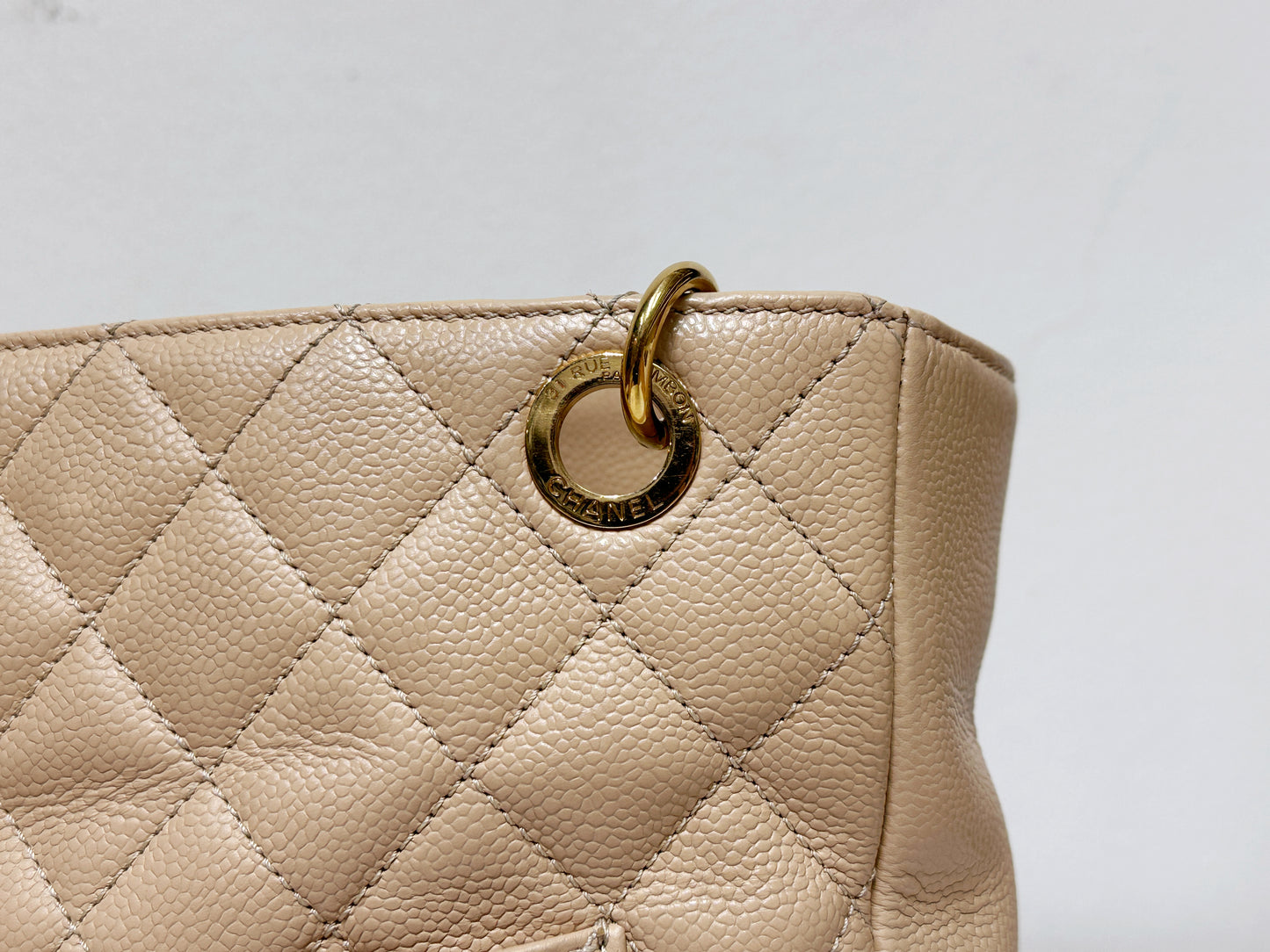 Chanel Caviar Quilted Petit Shopping Tote PST Beige GHW 1551 holo