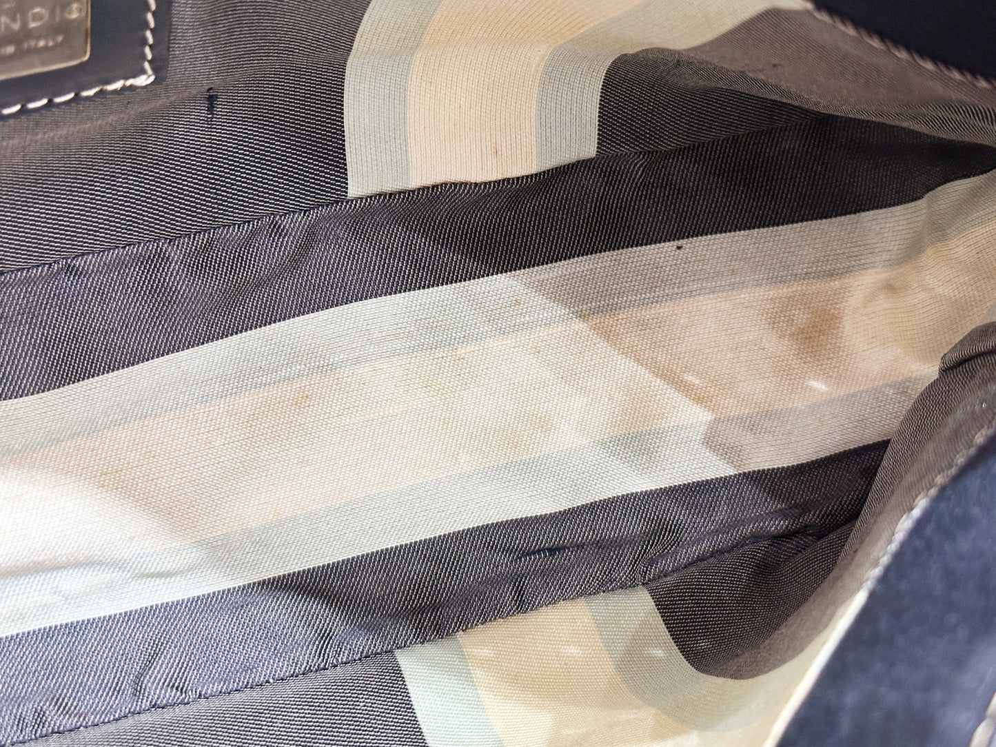 Fendi Mamma Baguette Canvas Shoulder Bag Navy blue