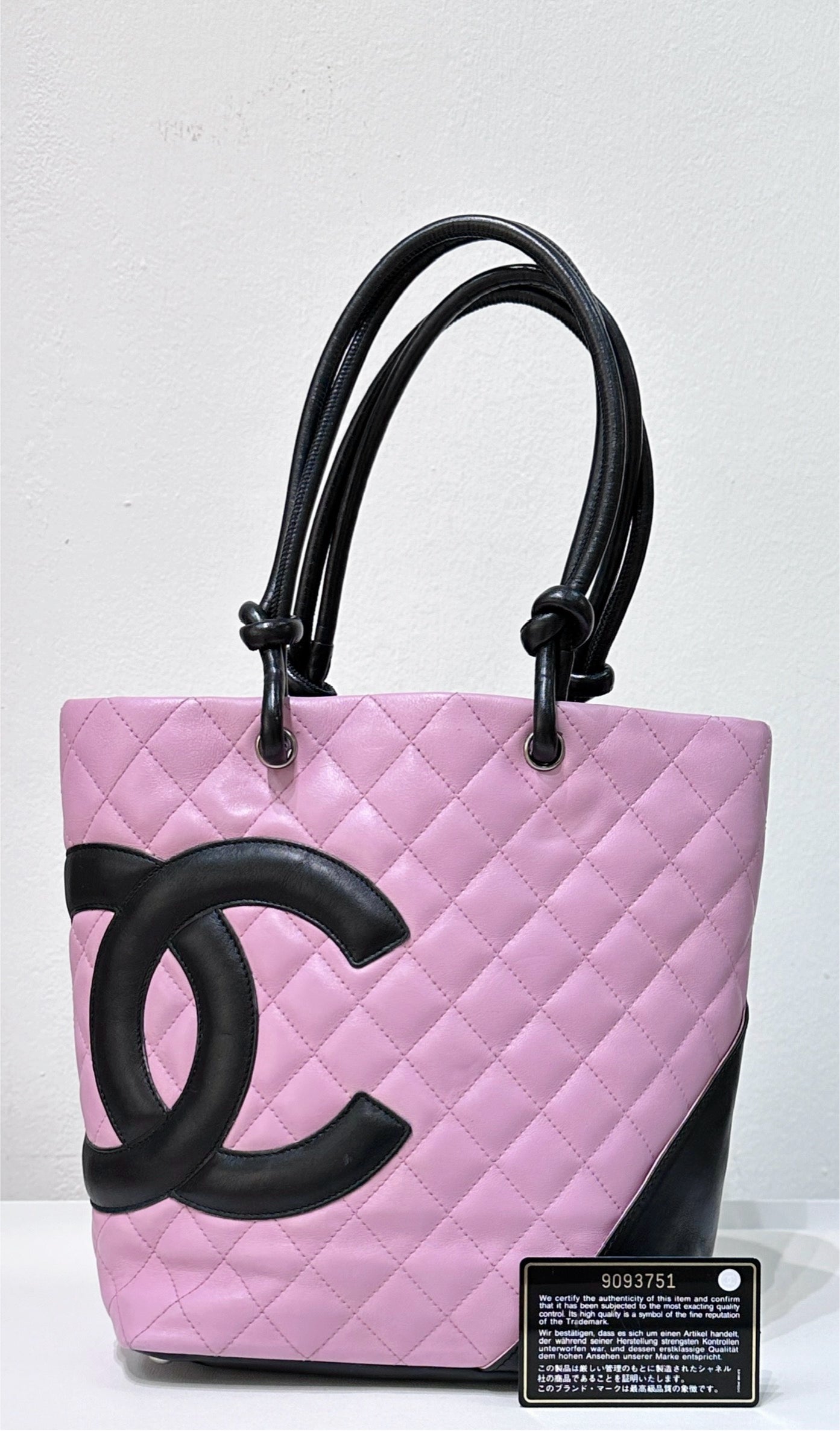 Chanel Medium Calfskin Quilted Cambon Tote Pink Black