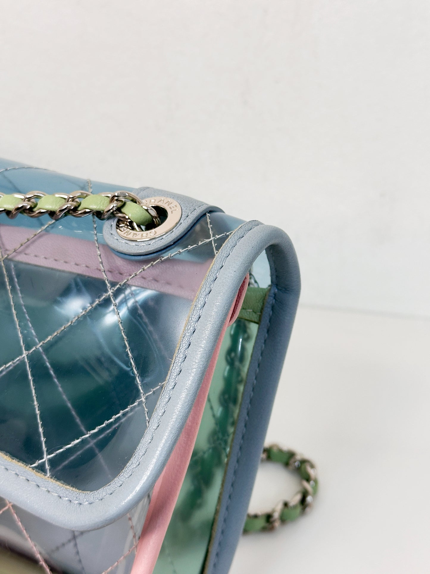 Chanel Coco Splash PVC Mini Flap Bag Blue/Pink/Green 2582 holo