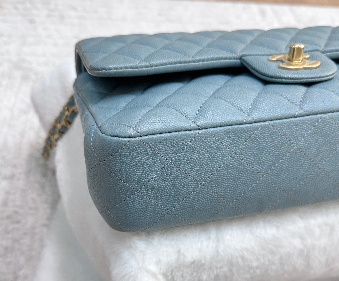 Chanel Medium Classic Sky Blue Bag 18C