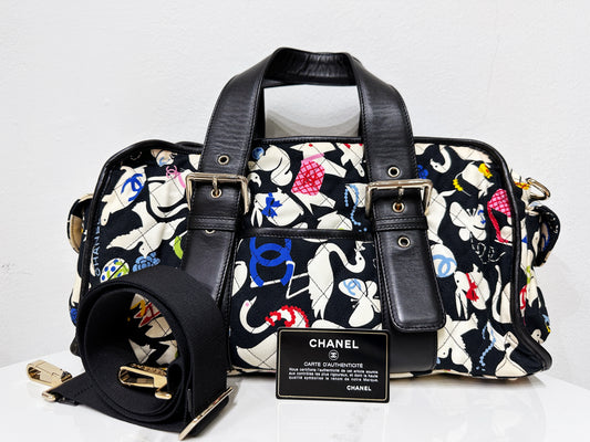 Chanel Canvas Baby Animals Diaper Bag Black 1119 holo card