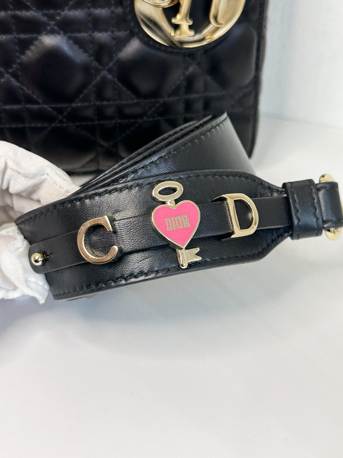 CHRISTIAN DIOR Lambskin Cannage Small My ABCDior Lady Dior Black GHW