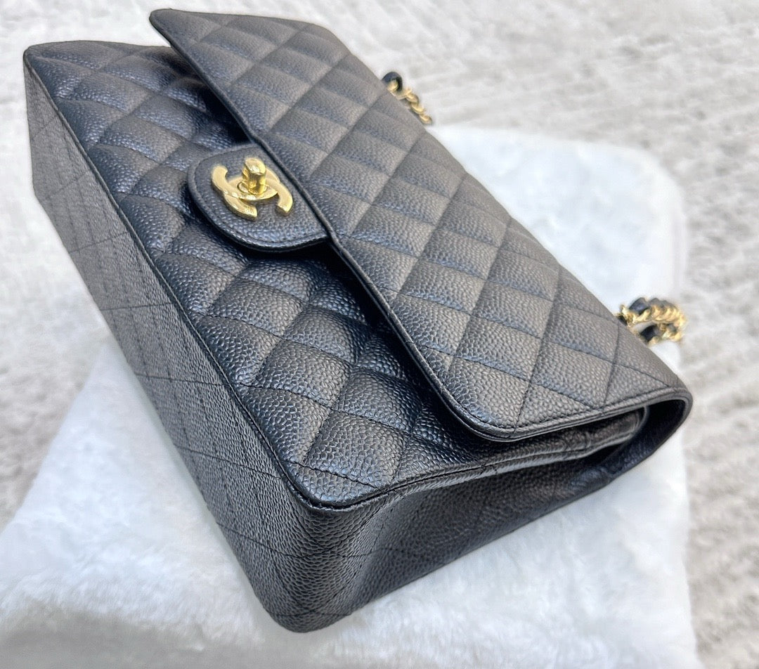 Chanel Medium Classic Flip Caviar Bag Black GHW