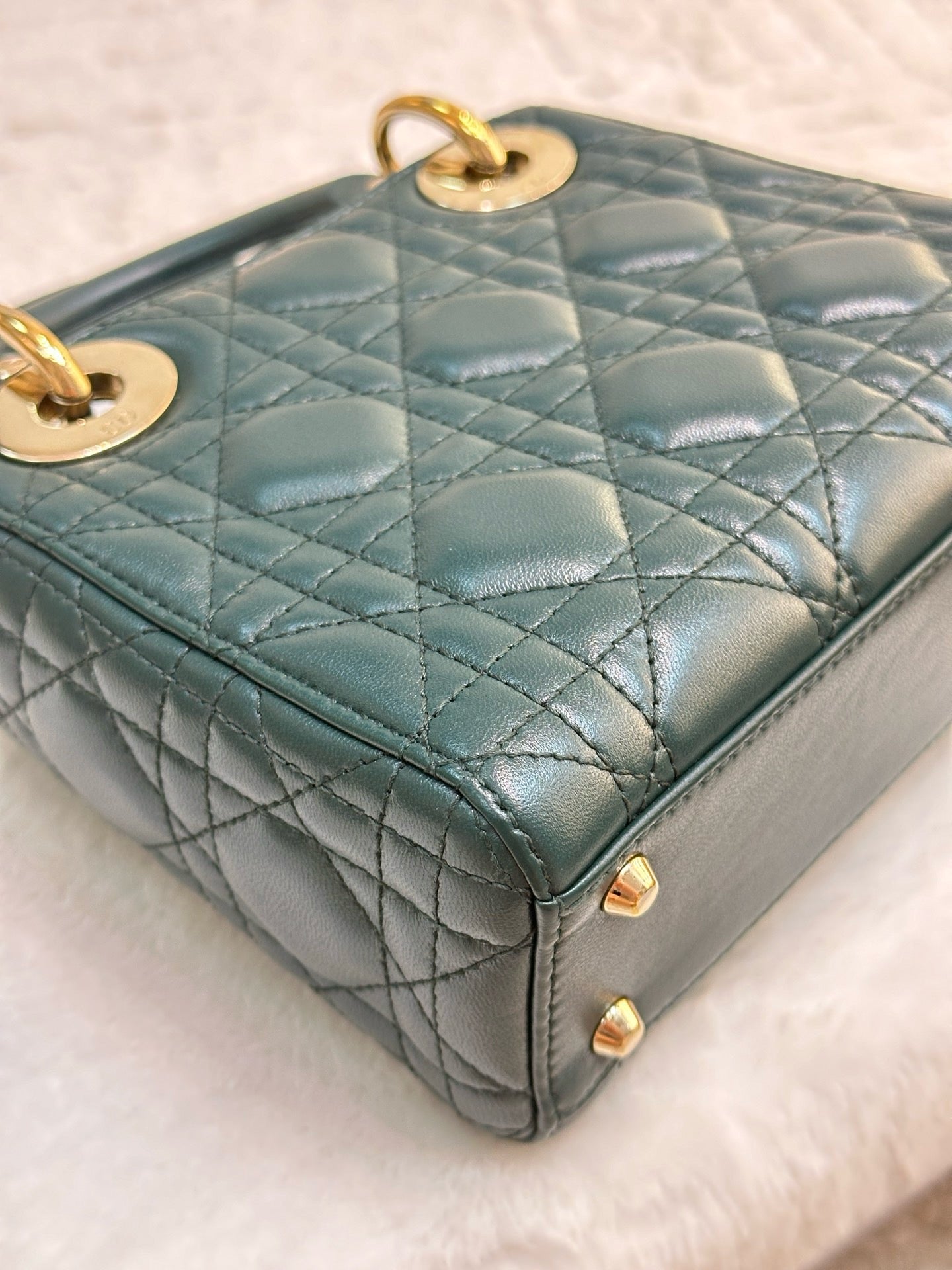 Christian Dior Mini Lambskin Cannage Lady Dior Green