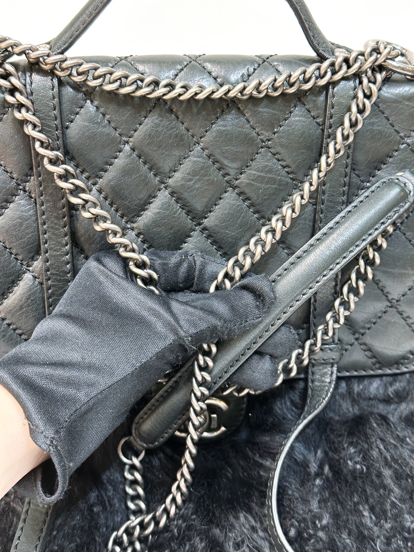 Chanel Paris-Dallas Double Flap Bag Quilted Calfskin and Fur Large