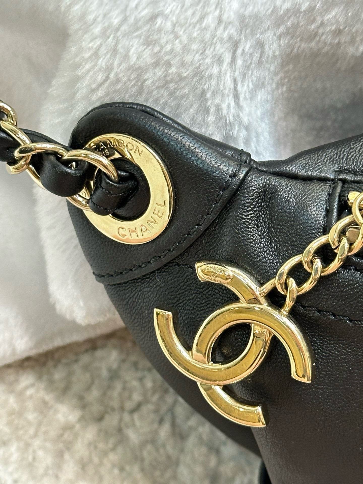 Chanel Lambskin Quilted Waist Bag Fanny Pack Black GHW