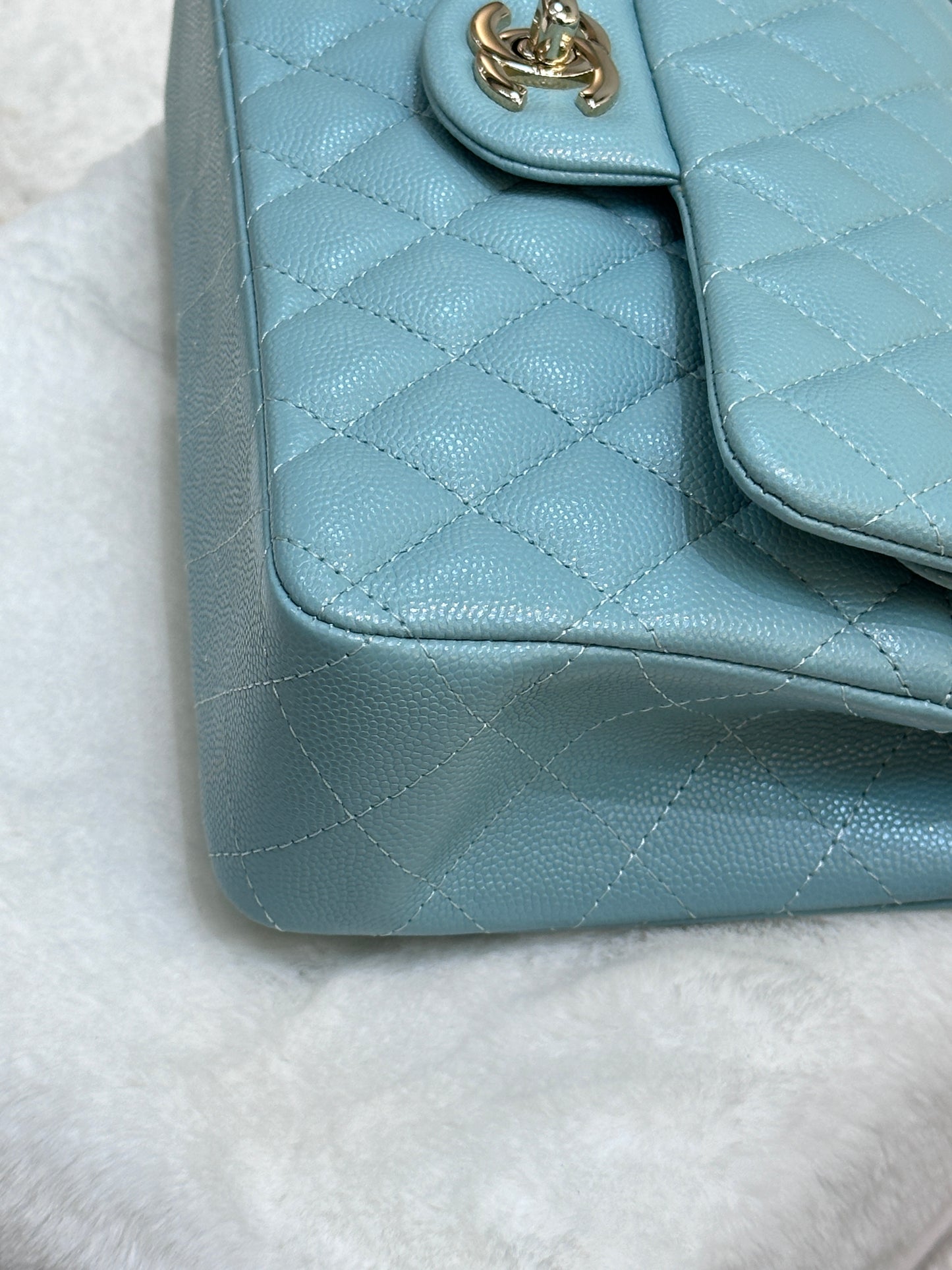 Chanel 20C Small Classic Double Flap Tiffany Blue Caviar GHW