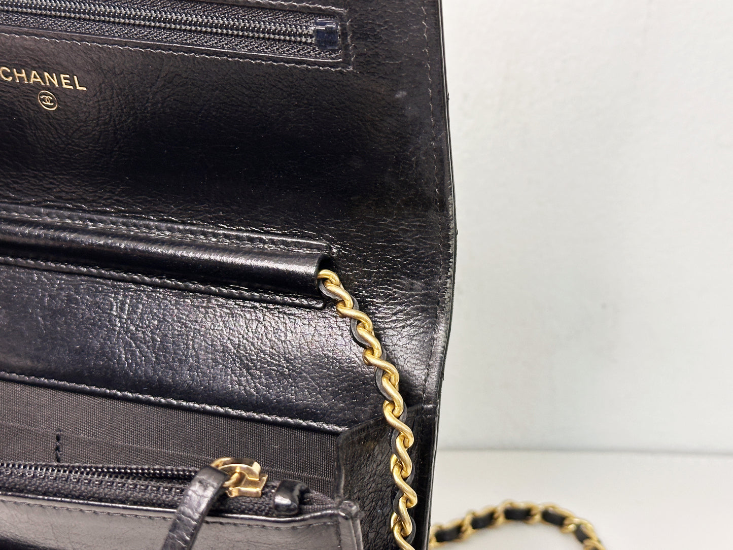 Chanel Golden Class Wallet on Chain Black 2650 holo card