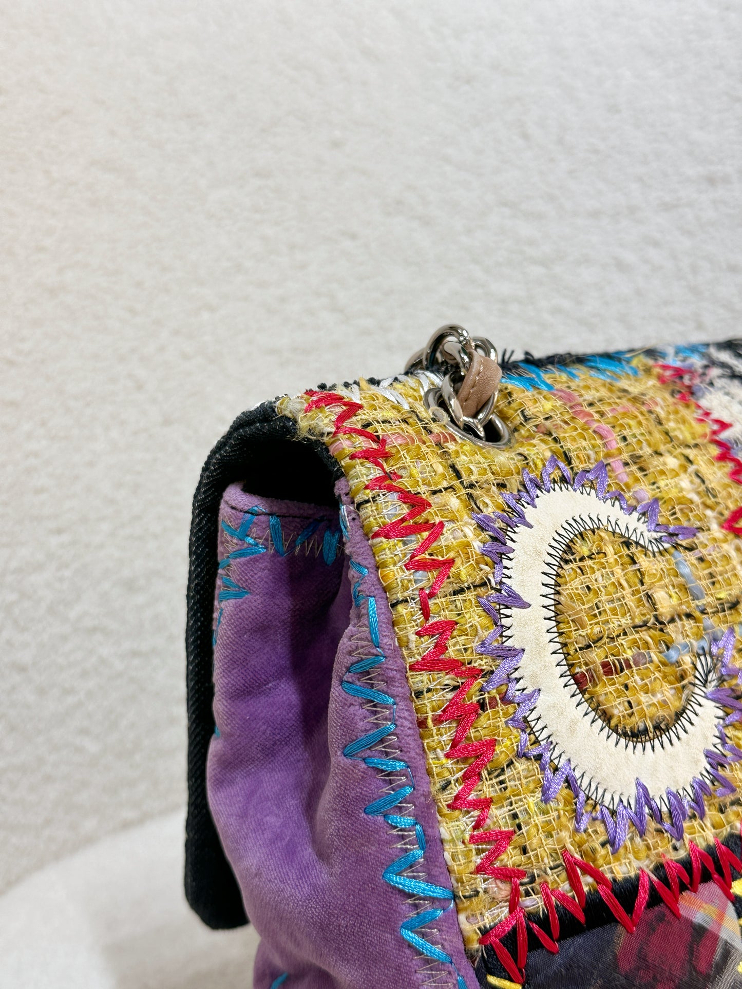 CHANEL TIMELESS PATCHWORK MULTICOLOR JUMBO SINGLE FLAP BAG 1443 holo card